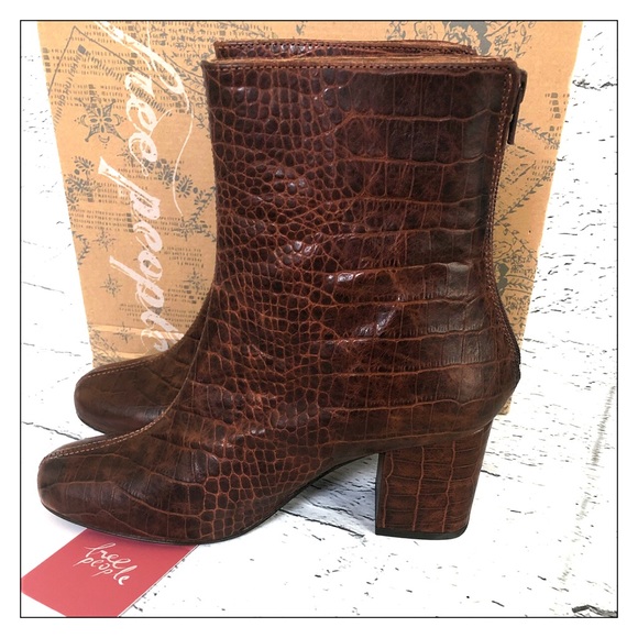 Free People Croc Embossed Cecile Booties - Picture 2 of 7